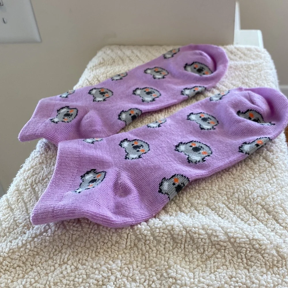 Snugadoo Blue White Fuzzy Panda Bear Socks Bonus Purple Koala Bear One Size